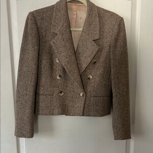 Women's Brown Tweed Double-Breasted Jacket